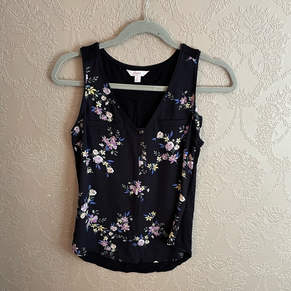 Candies women’s black floral tank top size XS excellent condition